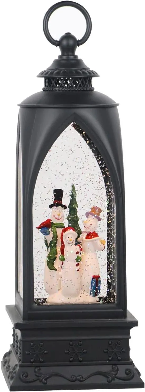 12” Christmas Snow Globe Lantern Snowman with Music &amp; Timer, USB Lined/Batter..<wbr/>.