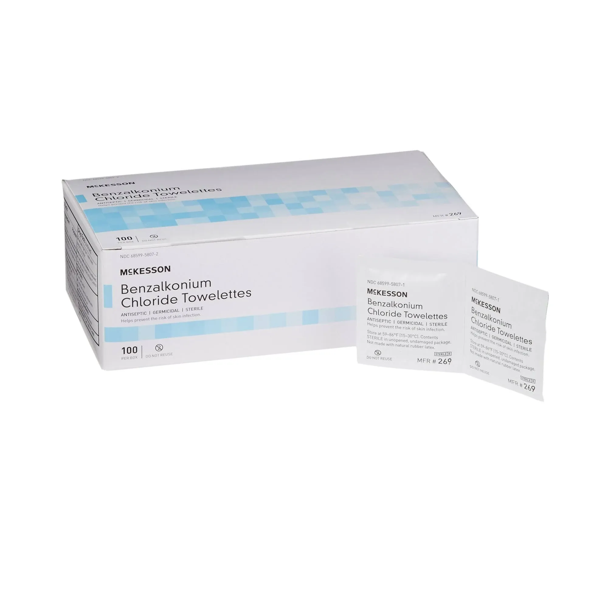 McKesson Sanitizing Skin Wipe Individual Packet BZK (Benzalkonium Chloride) Unscented