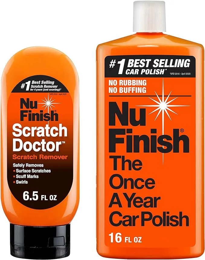 Nu Finish Exterior Car Care Kit with Scratch Doctor Car Scratch Remover (6.5 Fl Oz) and The Once a Year Car Polish (16 Fl Oz)