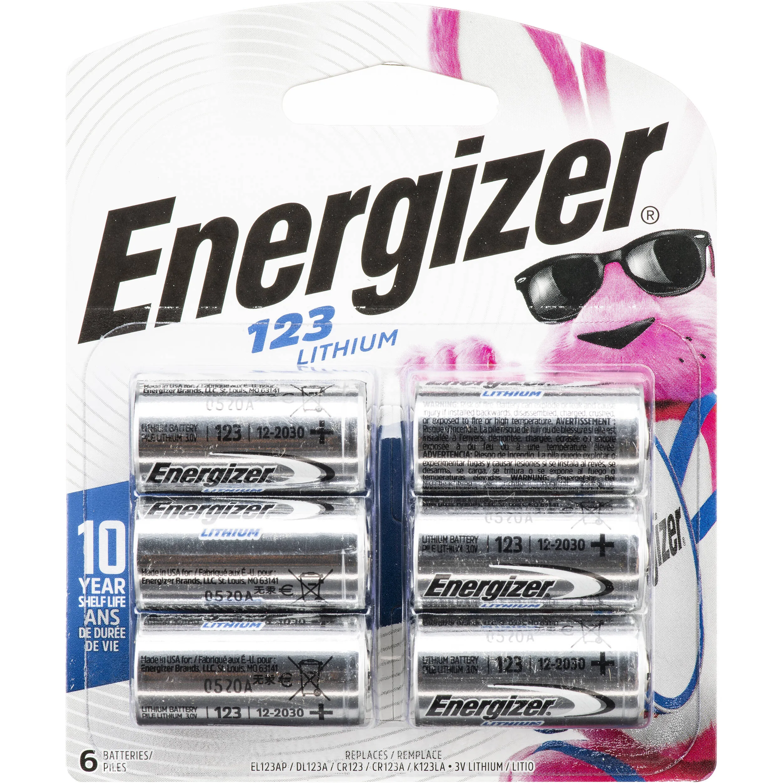 Energizer 123 Batteries, Lithium CR123A Battery, 6 Battery Count