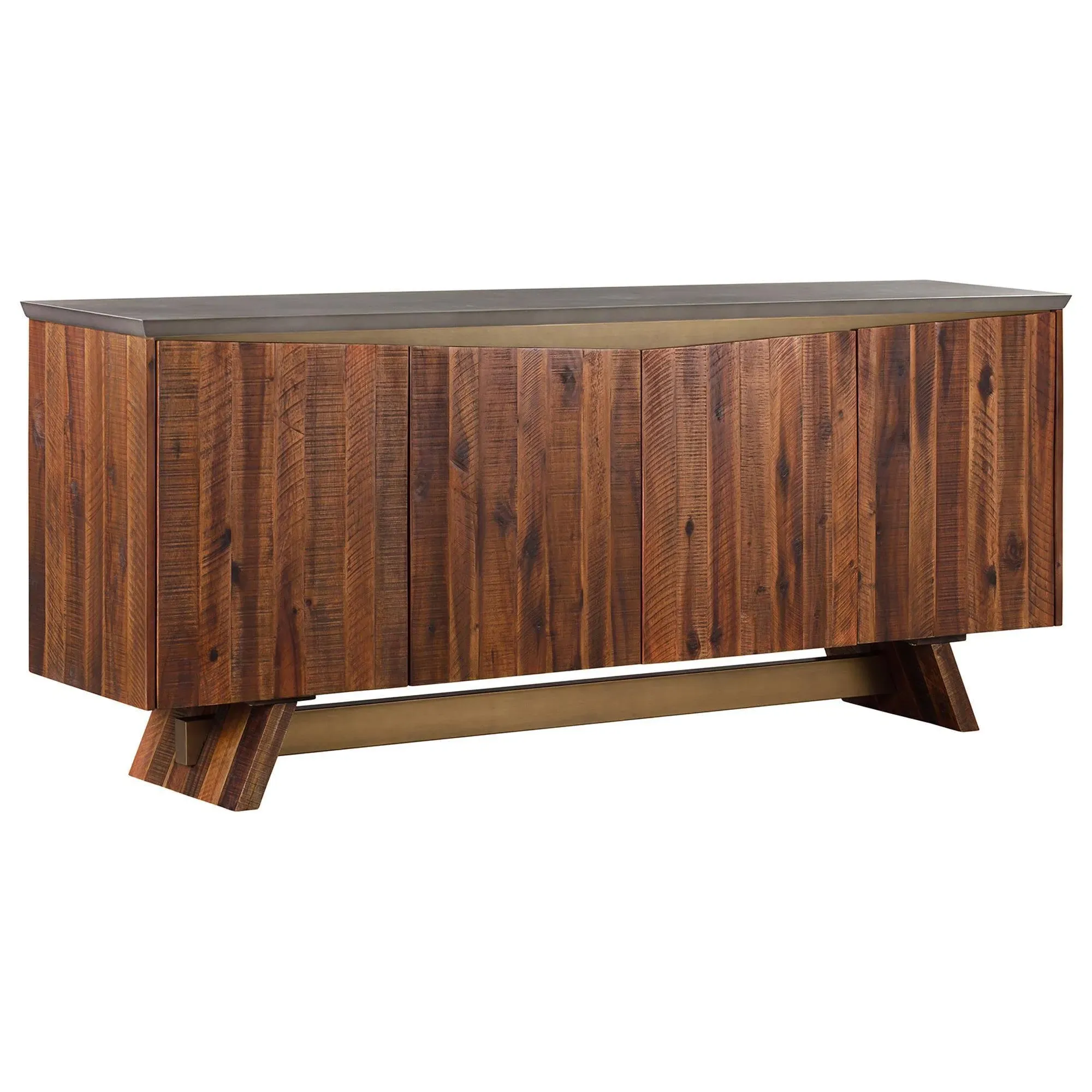 Picadilly 4 Door Sideboard Buffet in Acacia Wood and Concrete - Armen Living LCPJBUCC