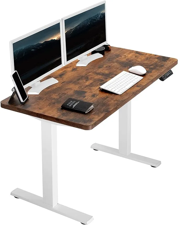 VIVO Electric 43 x 24 inch Standing Desk Workstation, Memory Controller Height Adjustment, 1B Series, One-Piece Dark Gray Top, Black Frame, DESK-KIT-1B4G