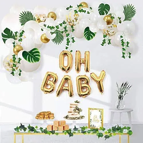 Ola Memoirs Greenery Baby Shower Decorations, Boho Neutral Oh Baby Balloon 