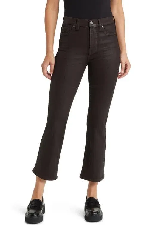 7 for All Mankind High Waist Slim Kick in Coated Chocolate