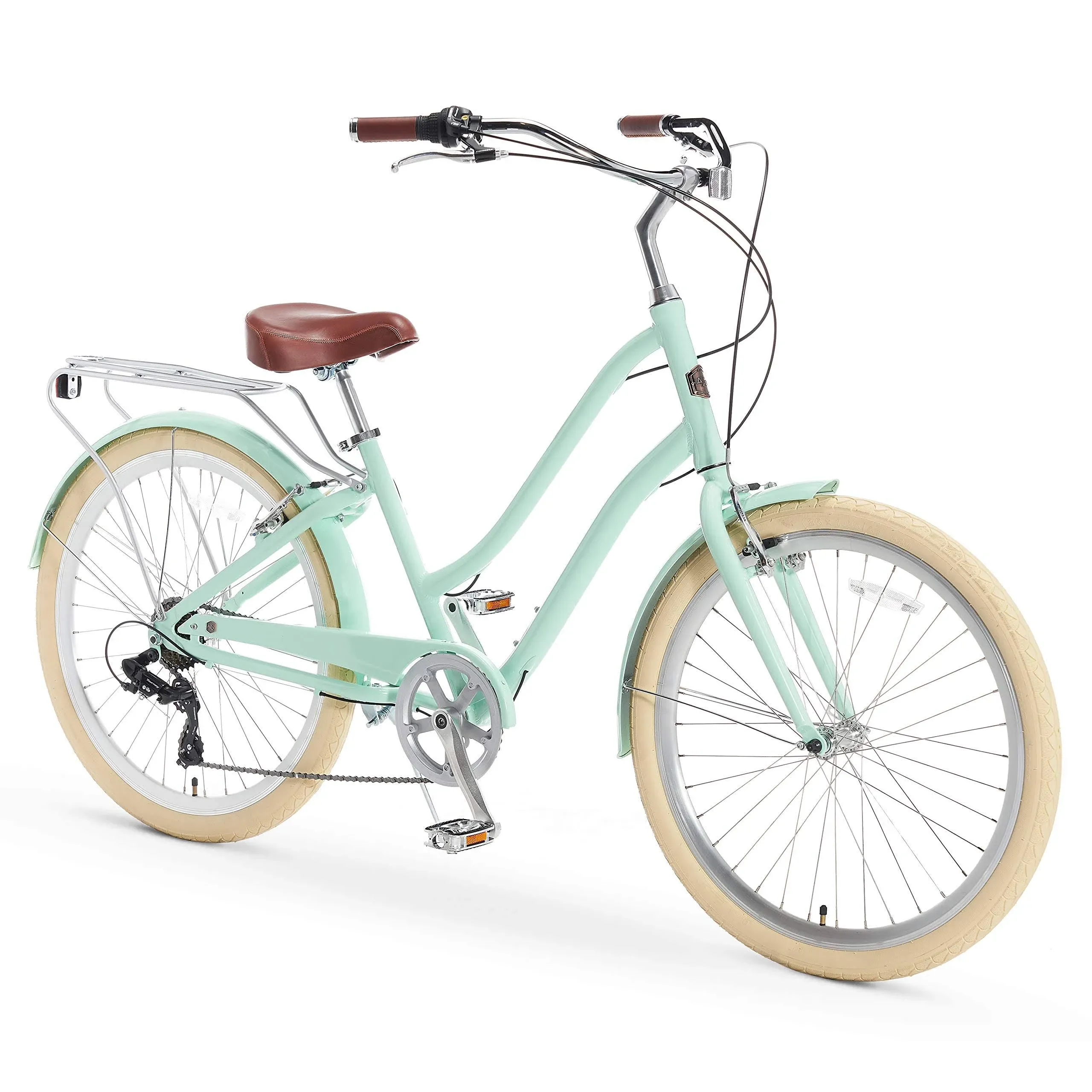 sixthreezero A/O Frida Women\'s Bicycle 7-Speed Step-Through Touring Hybrid Bike Mint Green