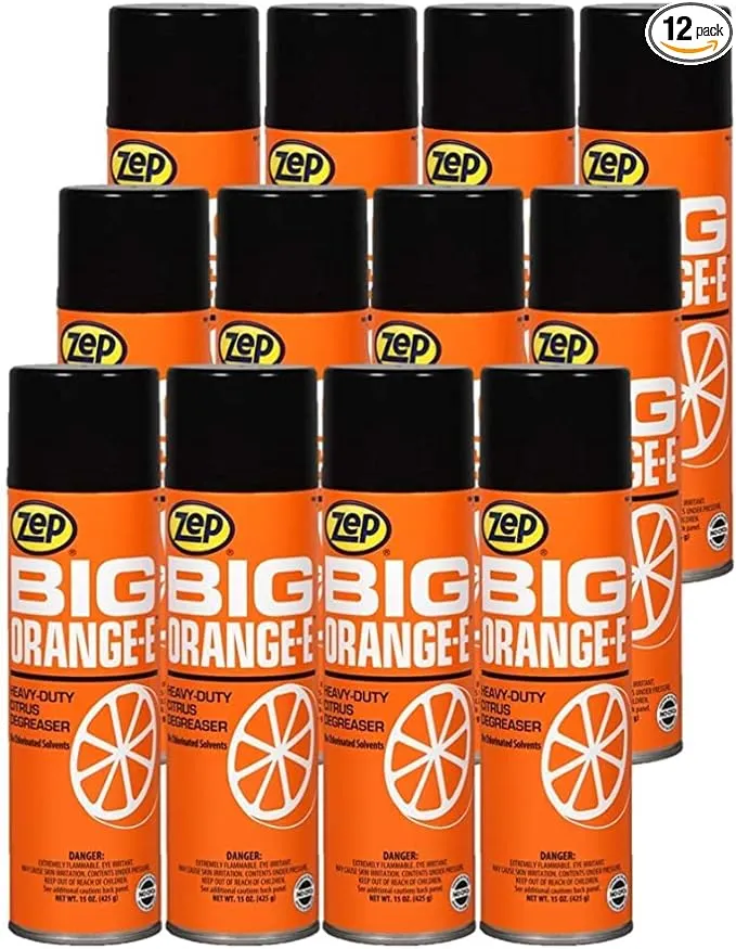 Zep Professional Big Orange Citrus Solvent Degreaser, 15 Oz, Pack Of 12 Cans