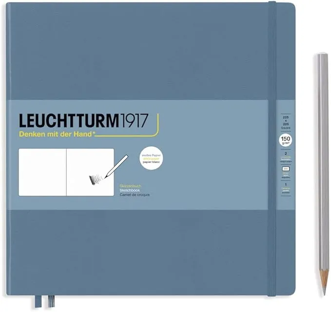 Leuchtturm1917 - Square Hardcover Sketchbook (Stone Blue) - 112 Pages of 150g/m² Paper