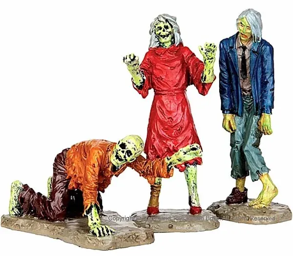 Lemax Spooky Town Halloween Village Accessory: Walking Zombies, Set Of 3