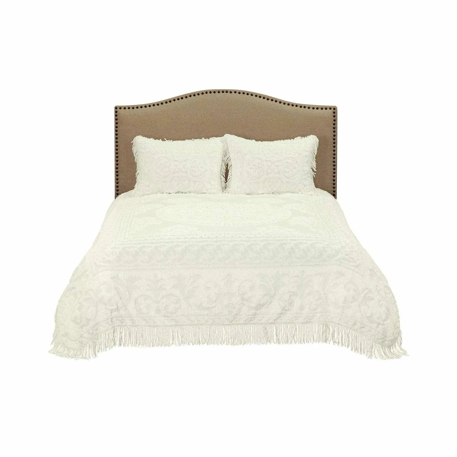 Medallion Chenille Bedspread, Queen, Ivory