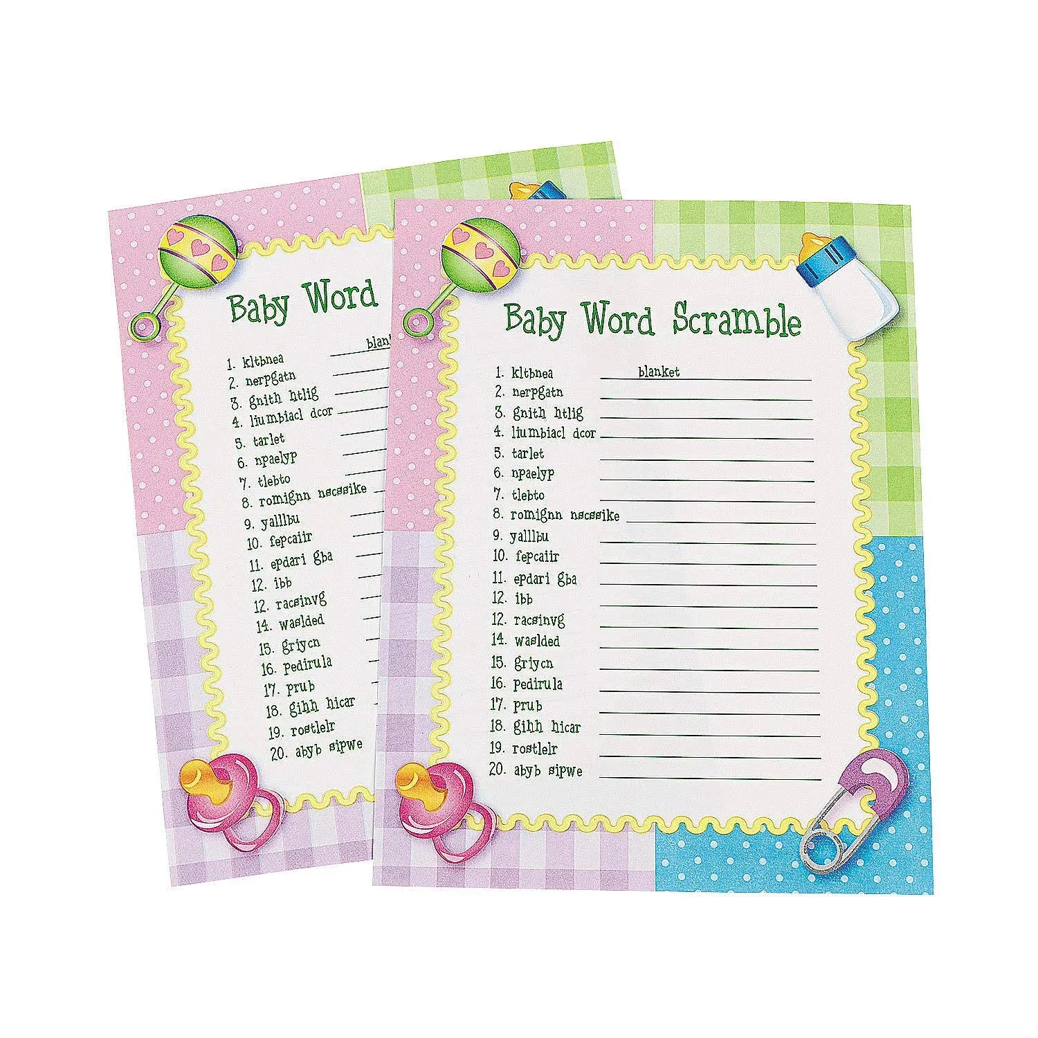 Baby Necessities A-Z Shower Game (24) Sheets Party Fun Favor