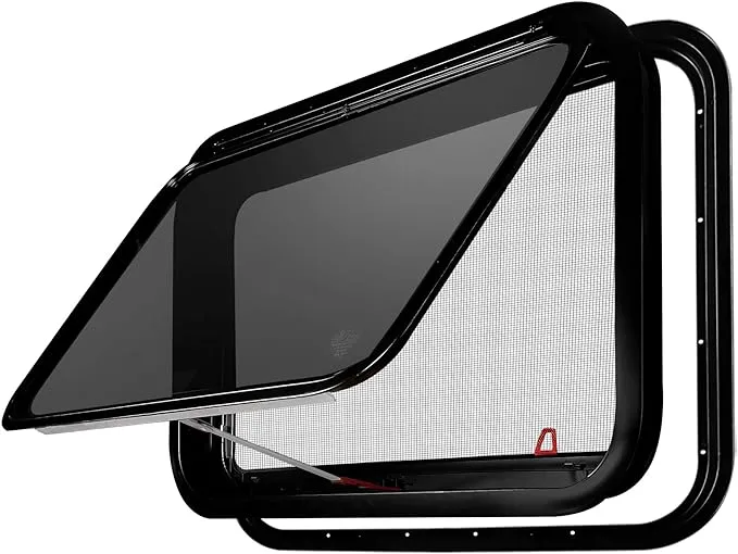 Aucuda RV Emergency 30'’x20'' Window with Trim Kit Fit for 1-3/4'' Camper Wall Door, Travel Trailer EXIT Window with Coating Shade and Screen for Replacement, DOT Certificated, Blast Resistance Egress