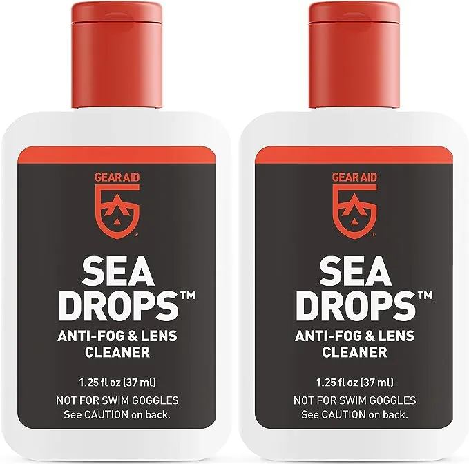 GEAR AID Sea Drops Anti-fog and Cleaner for Dive and Snorkel Masks, 1.25 fl oz, 2-pk, Bulk