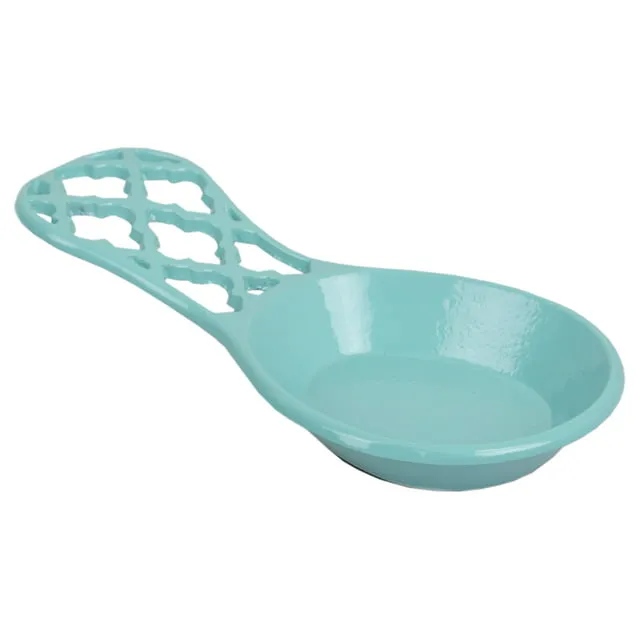 Home Basics Lattice Collection Cast Iron Spoon Rest (Turquoise)