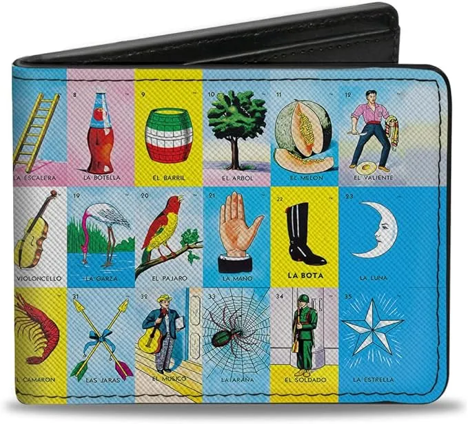 Bi-Fold Wallet - Loteria Tabla Board Blocks