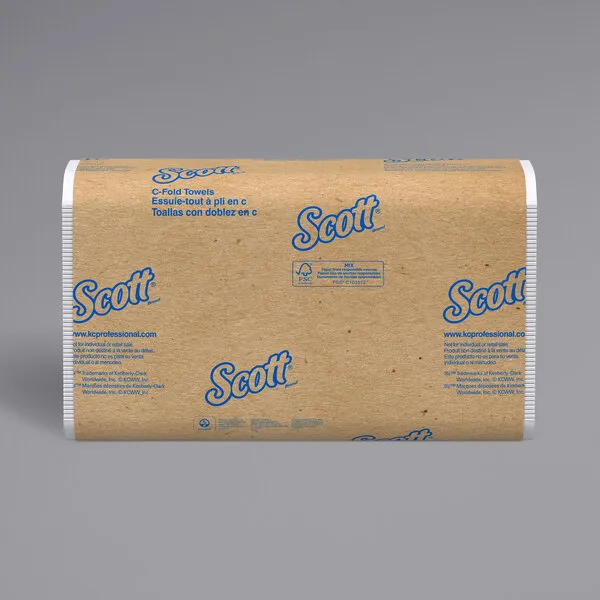 Scott Essential C Fold Paper Towels (01510) with Fast-Drying Absorbency Pockets, 12 Packs / Case, 200 C Fold Towels / Pack, White