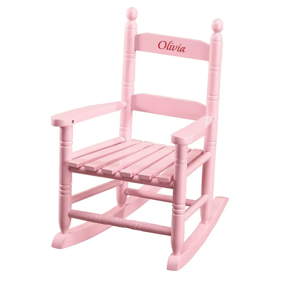 Miles Kimball Personalized Pink Children's Rocker - Wood,Red Font