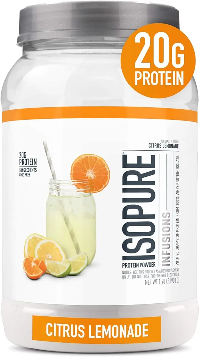Isopure Protein Powder, Clear Whey Isolate Protein, Post Workout Recovery Drink Mix, Gluten Free with Zero Added Sugar, Infusions- Citrus Lemonade, 16 Servings, 0.88 pounds