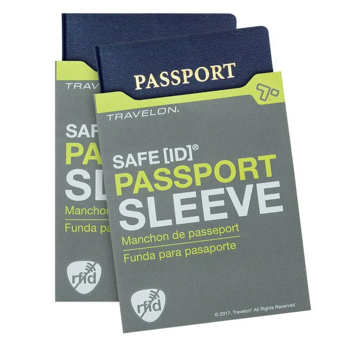 Travelon Safeid RFID Blocking Passport ID Protected - Gray, 2Pack