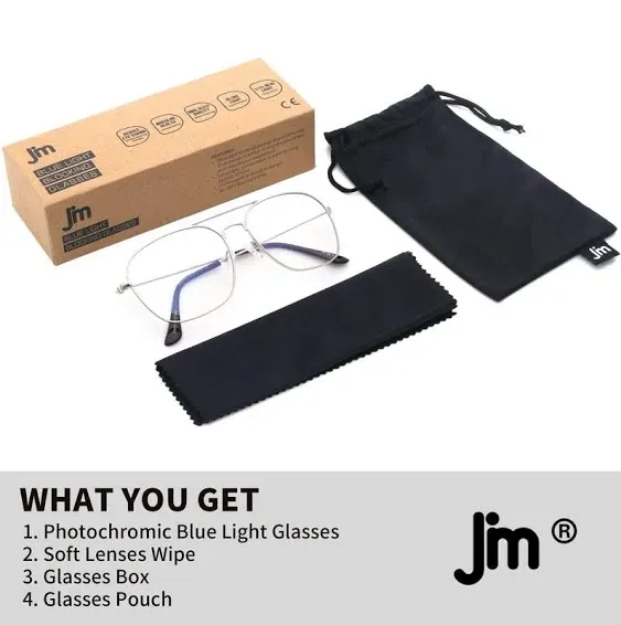 JM Aviator Computer Blue Light Blocking Glasses, Square Eye Protect Video Eyeglasses Anti Glare Men Women (Gold Frame Clear Temple Tips)
