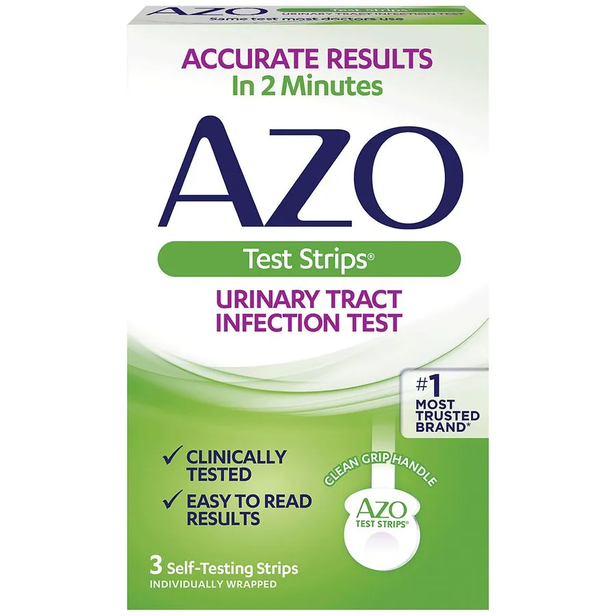 AZO Test Strips, Urinary Tract Infection Test, Accurate Results in 2 Minutes, Clinically Tested, Easy To Read Results, 3 Individually Wrapped Self Testing Kits