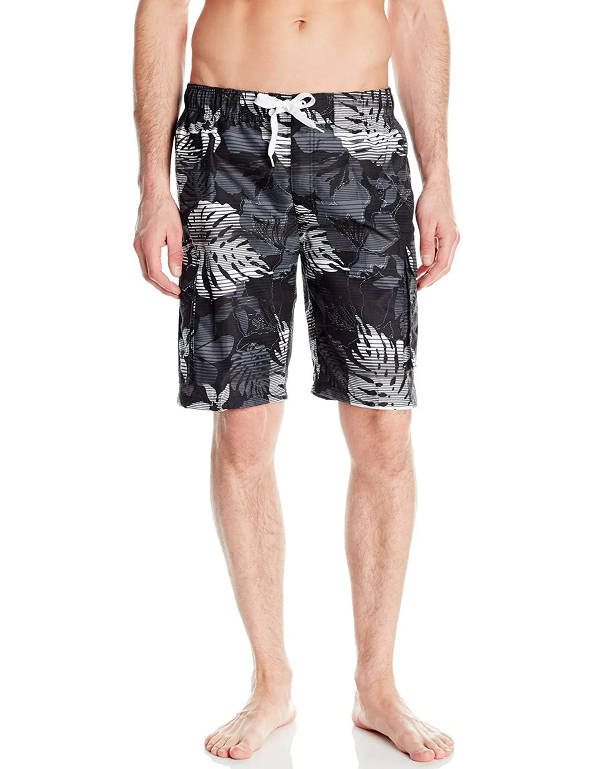 Men’s Kanu Paradise Black and White tropical Board Shorts Size XXL\nNew with tags