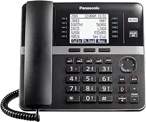 Panasonic Office Phone System, Corded Base Station with 4-Lines Expandable with Up to 10 Compatible Panasonic Business Phones Wirelessly - KX-TGW420B (Black)