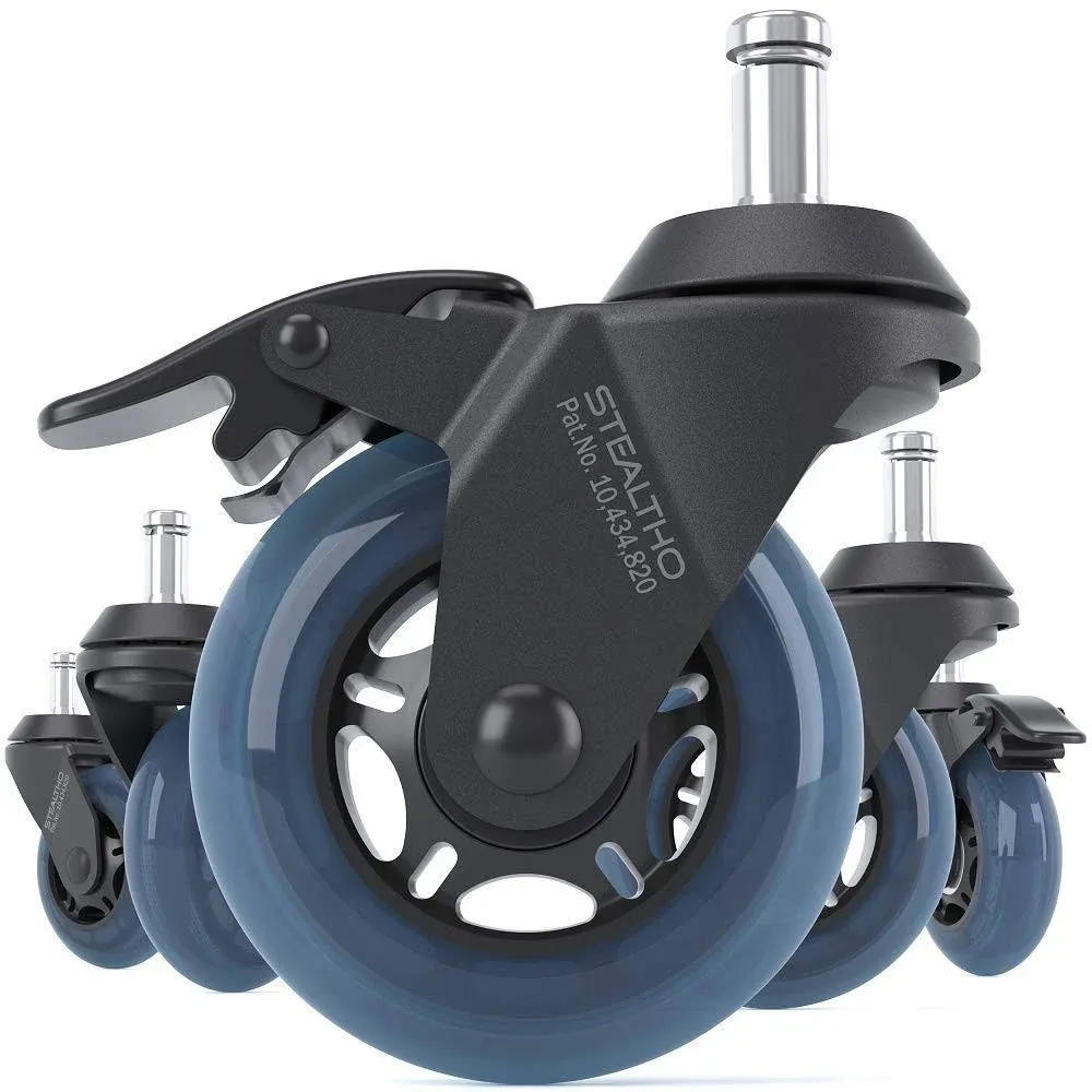 STEALTHO Patented Replacement Office Chair Caster Wheels Set of 5 - Wi