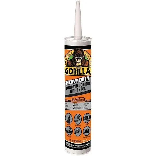 Gorilla Heavy Duty Construction Adhesive, 9 oz., White