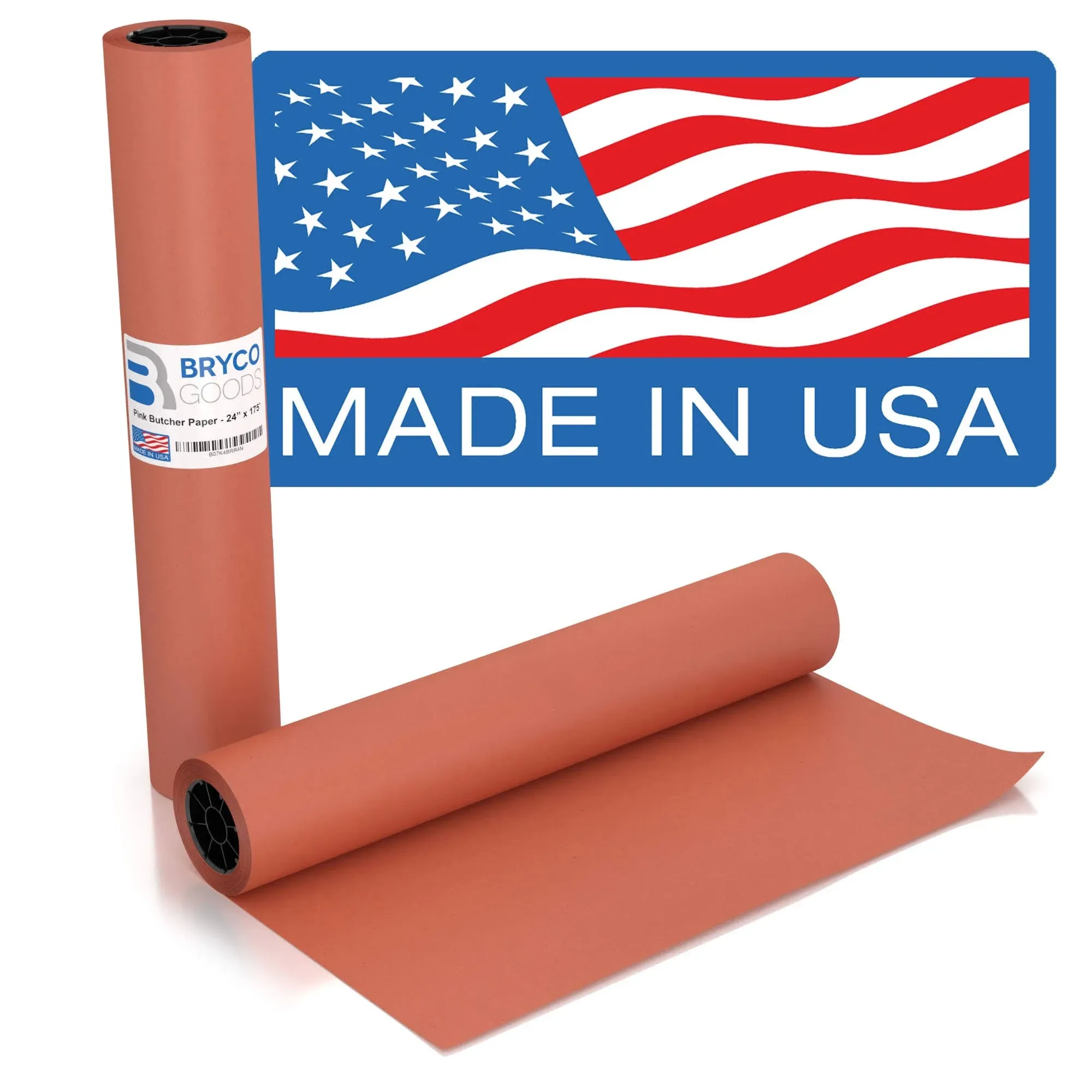 Pink Kraft Butcher Paper Roll - 18 inch x 175 Feet 2100 inch - Food Grade FDA