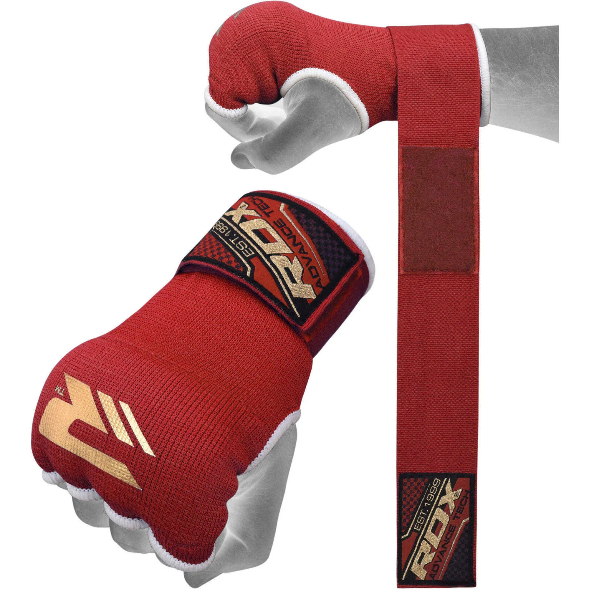 RDX Gel Boxing Hand Wraps Inner Gloves Men Women, Quick 75cm Long Wrist Straps, Elasticated Padded Fist Under Mitts Protection, Muay Thai MMA Kickboxing Martial Arts Punching Training Bandages