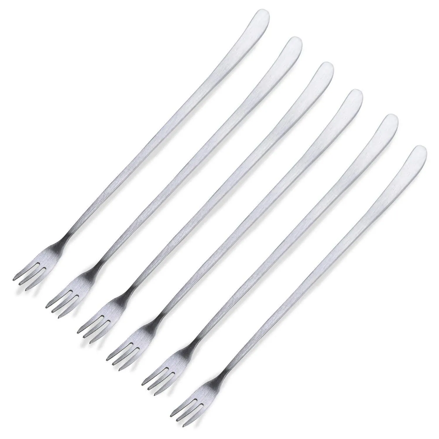 [JSeven] Long Handle Forks, Stainless Steel Dessert Forks, Fruits, Pickles Forks, Fancy Table Forks (12 Pcs)