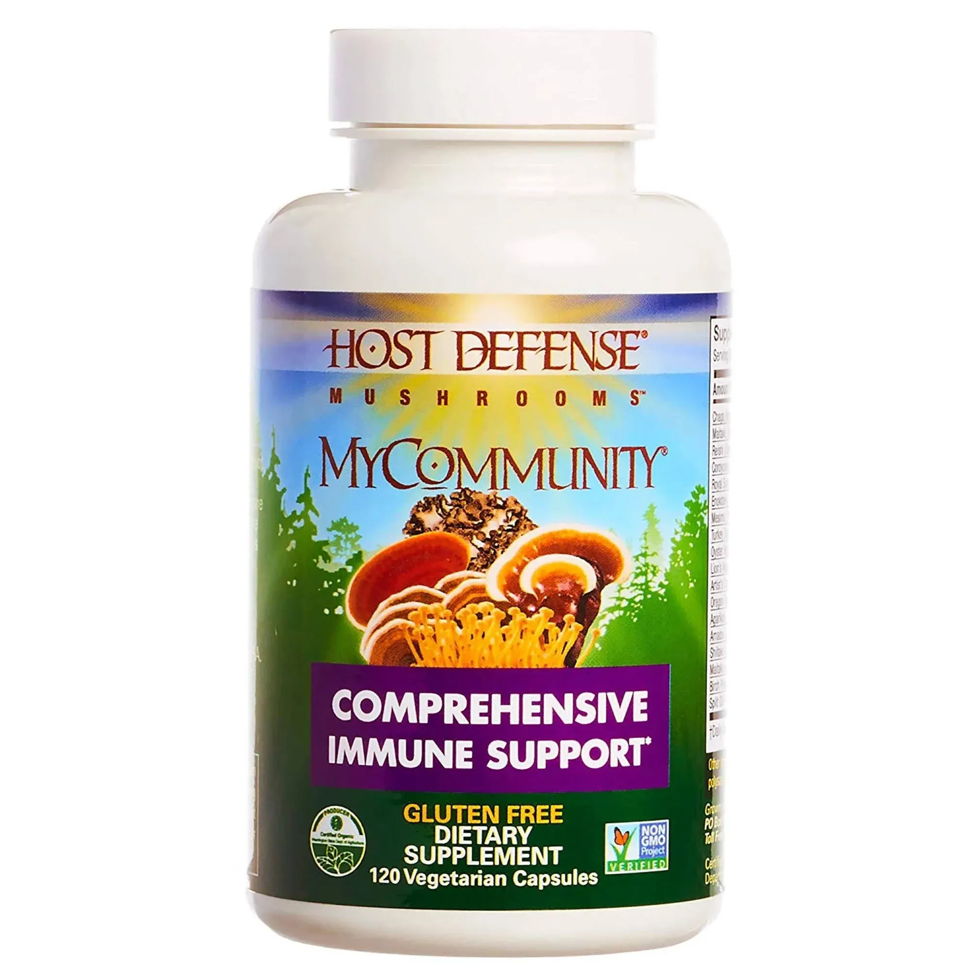 Host Defense, MyCommunity Capsules, Advanced Immune Support, Mushroom Supplement with Lion’s Mane, Reishi, Vegan, Organic, 30 Capsules (15 Servings)