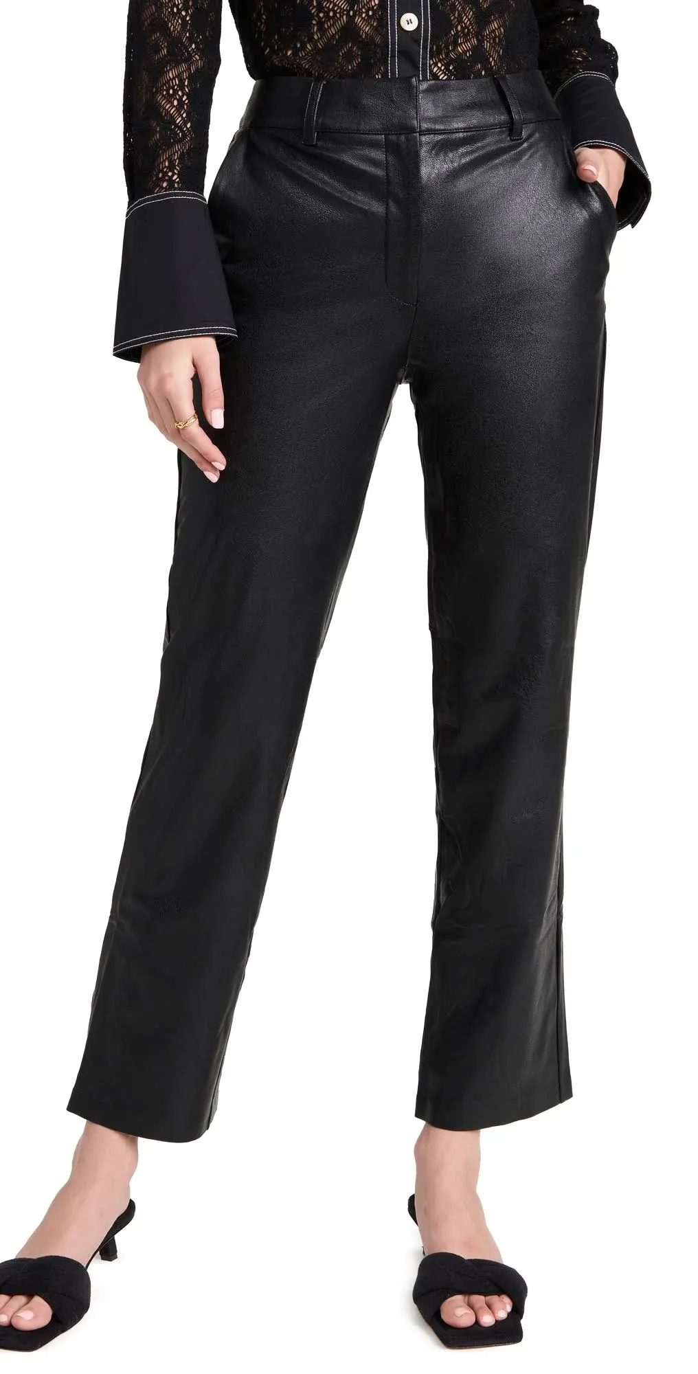 Faux-Leather Full-Length Trousers