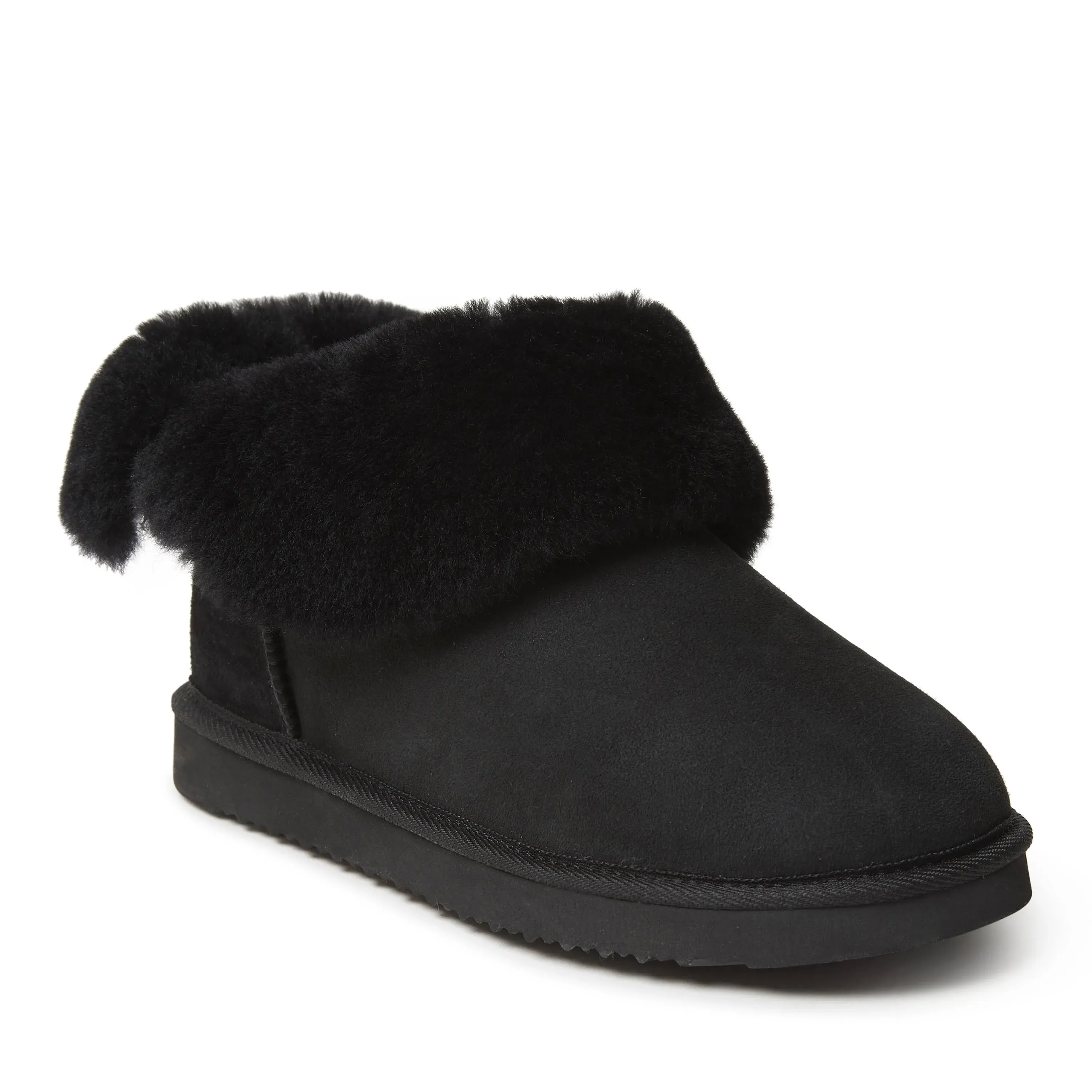 Fireside by Dearfoams Women's Perth Shearling Foldover Boot - Black - Size 6