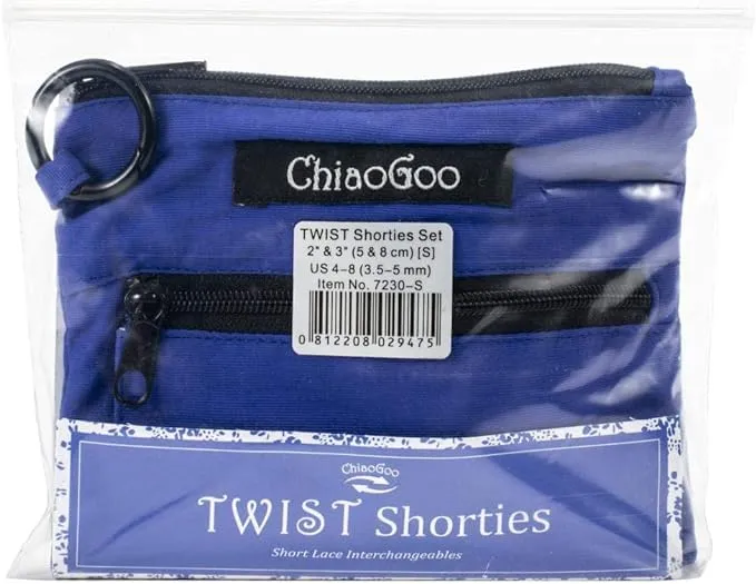 ChiaoGoo Twist Blue Shorties Set 2&#034; (5 cm) and 3&#034; (8 cm) Tips US Sizes 4 to 8