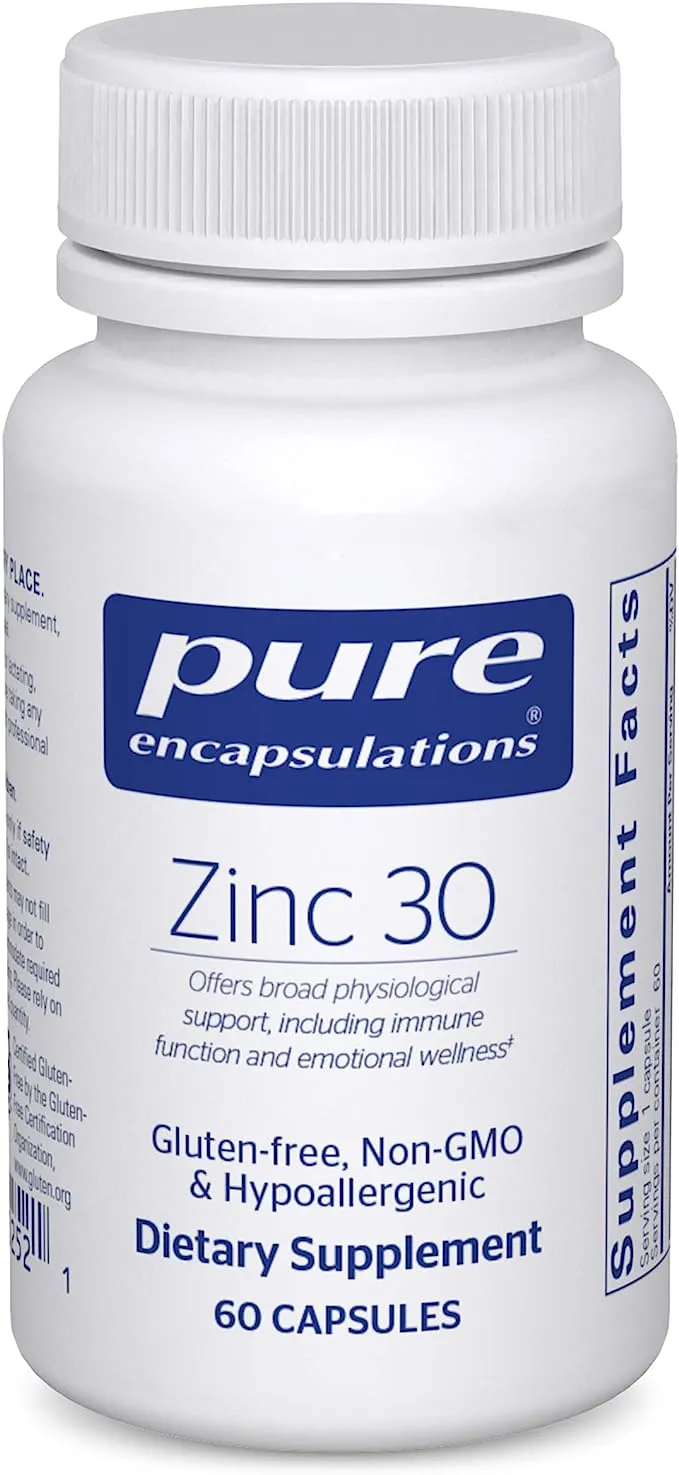 Pure Encapsulations Zinc 30 mg | Zinc Picolinate Supplement for Immune System Support, Growth and Development, Wound Healing, Prostate, and Reproductive Health* | 60 Capsules