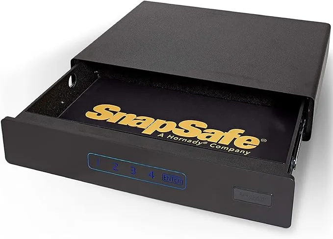 SnapSafe Under Bed Safe, Medium – Under Bed Gun Safe for Firearms, Ammunition and Valuables – Fits in Trunk of Small SUVs – Easy Access, Out of Sight, Space Saving – Black, 26 x 5 x 20 Inches