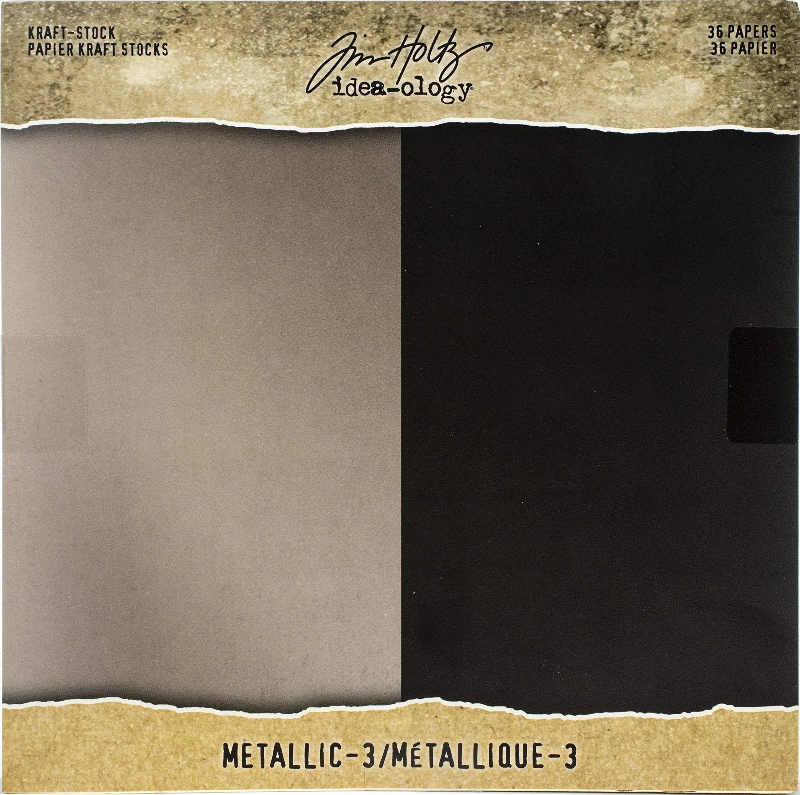 Tim Holtz Idea-Ology Kraft-stock Metallic 3, 8"X8" 36/Pc, TH94021, Retired