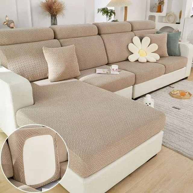 2023 Universal Stretch Sofa Cover, Couch Cushion Slipcovers Anti-Slip L Shape Sectional Sofa Covers, Chaise Lounge Sofa Slipcover (Camel, Large Double Seat Cover)