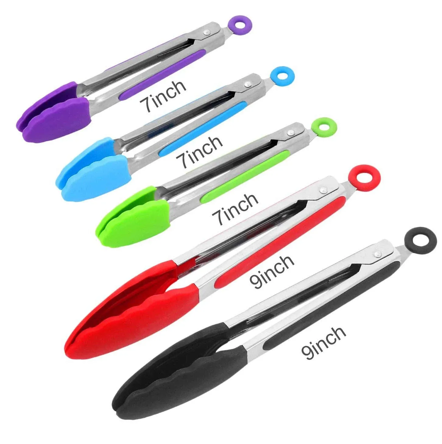 ForTomorrow Silicone Kitchen Tongs, ForTomorrow Set of 5-7, 9 inch Heavy Duty ...