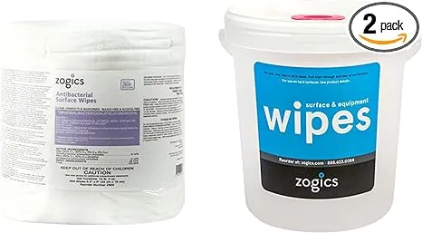 Zogics Antibacterial Wipes, EPA Registered Surface and Gym Equipment Disinfecting Wipes (800 Wipes) + Reusable Wipe Bucket Dispenser