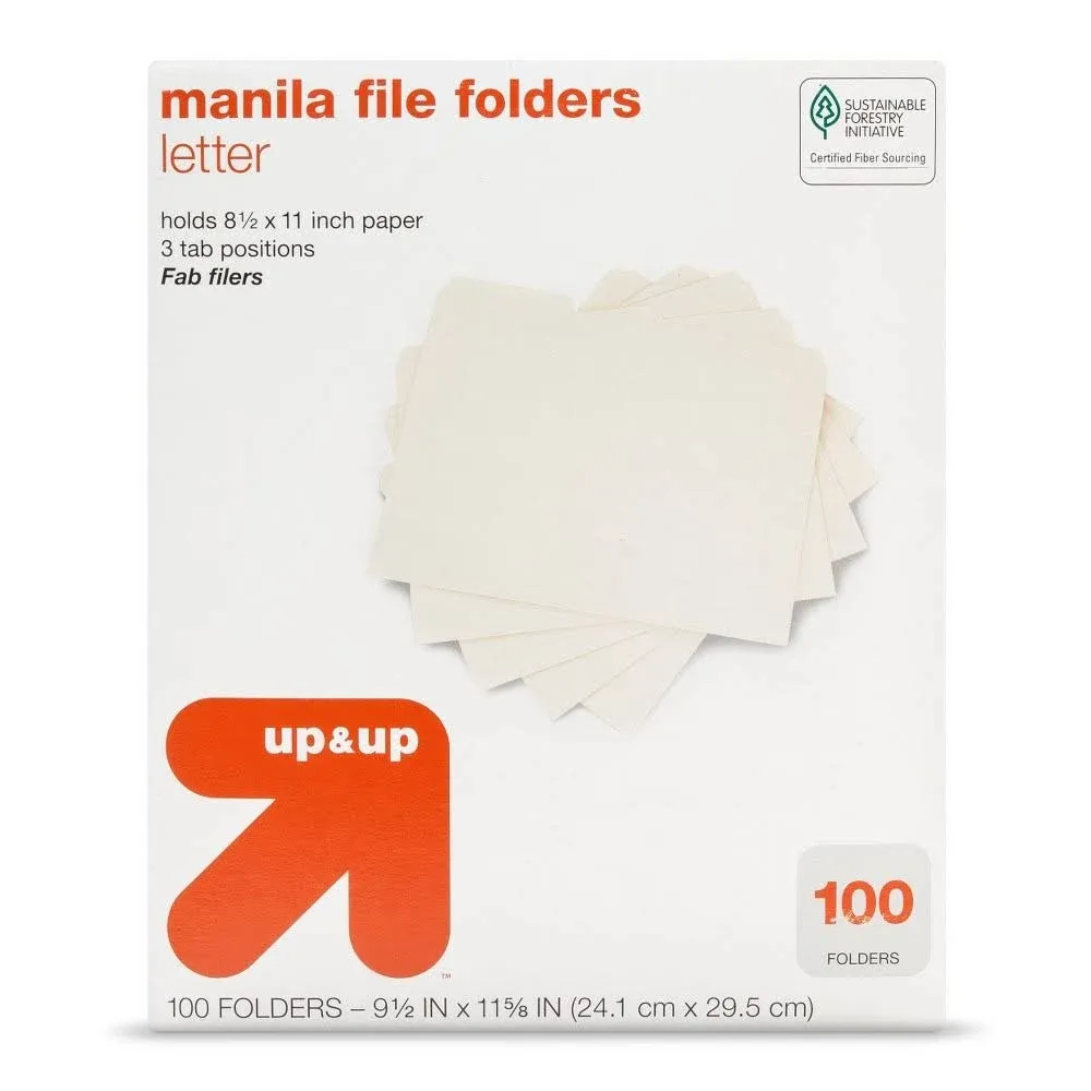 Pendaflex 752-1/3 Manila File Folders, 1/3 Cut Top Tab - 100 count