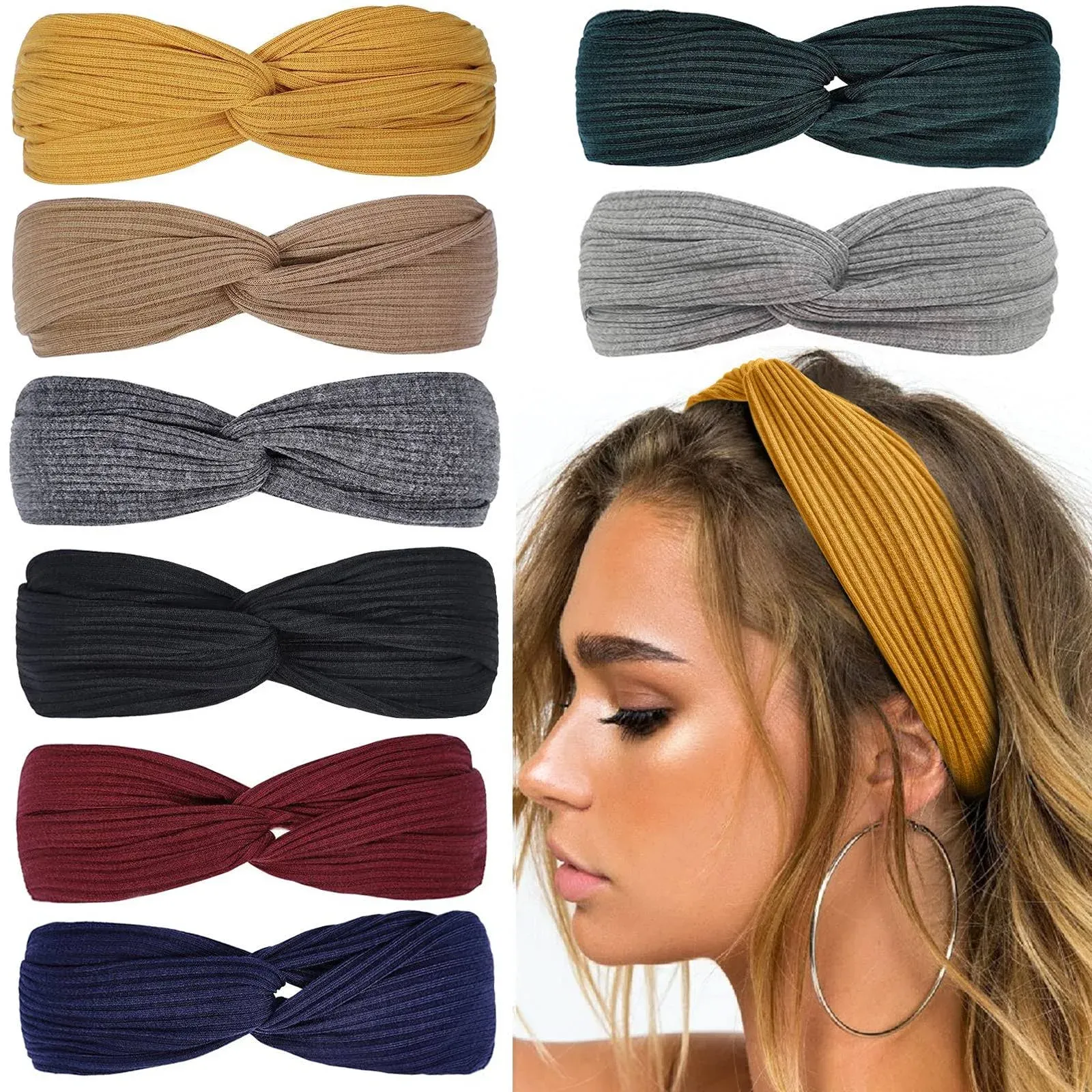 Women's and Girls' Knotted Boho Stretchy Headbands