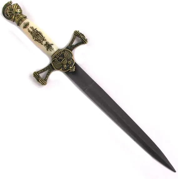 Whetstone Cutlery Medieval Double Edged Stainless Steel Dagger, Brass