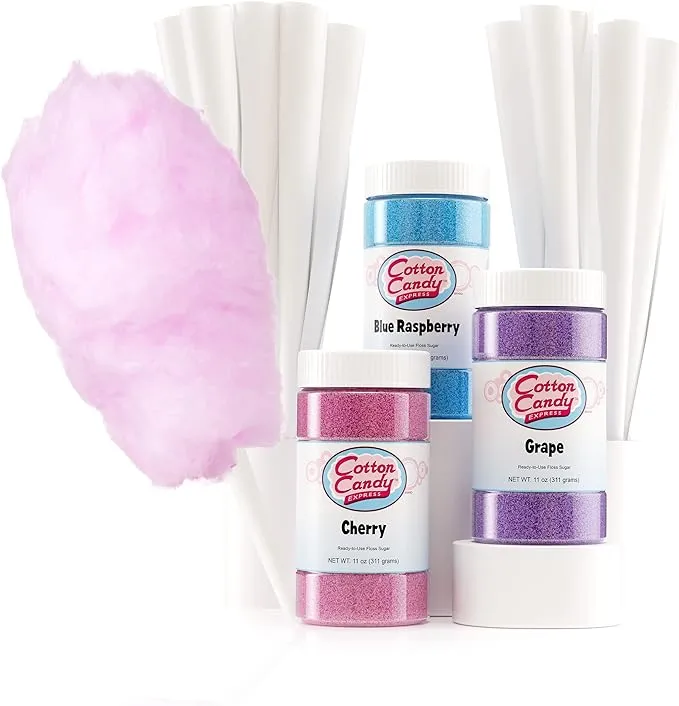 Cotton Candy Express Fun Pack | Kit Features Cherry Blue Raspberry & Grape Floss