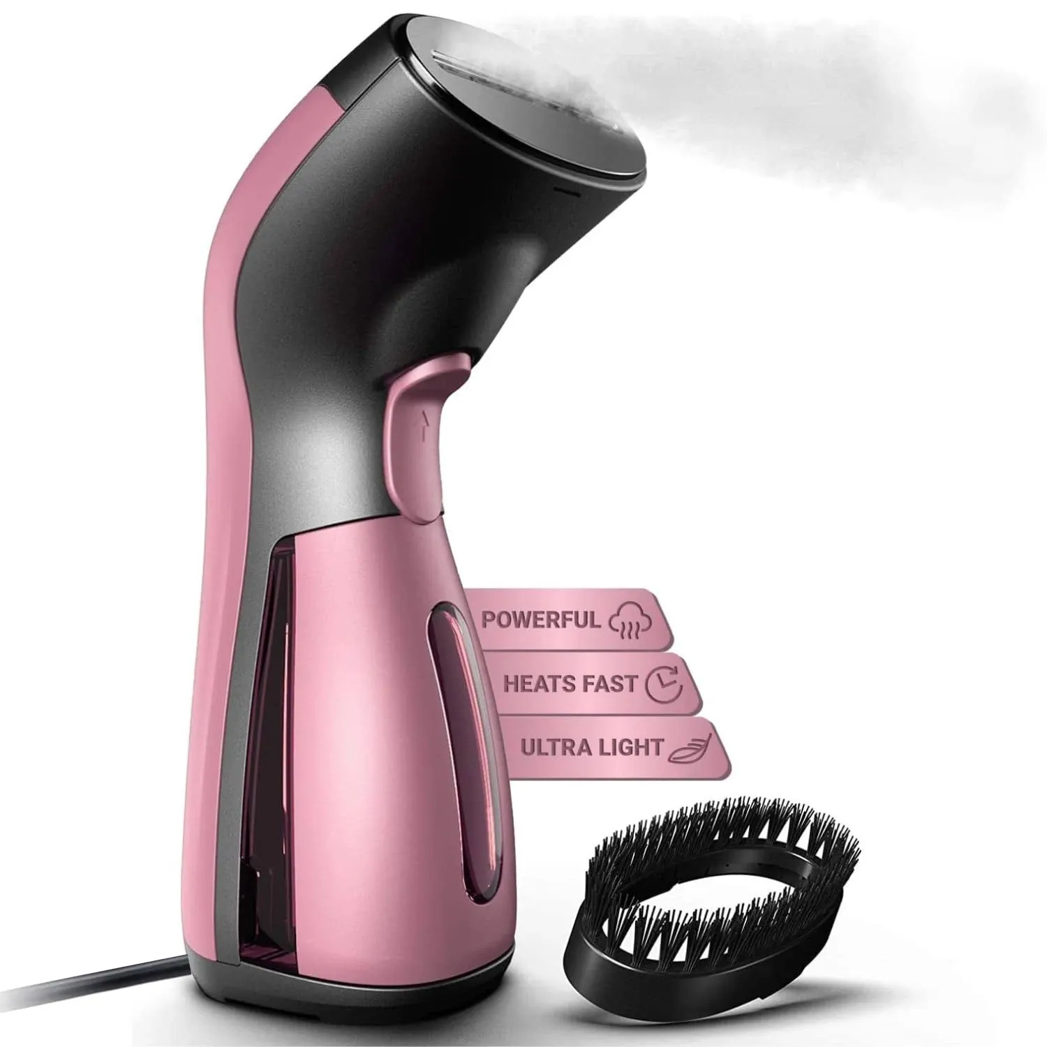 iSteam Luxury Edition [2019] Steamer for Clothes 8-in-1 Powerful Black/Pink