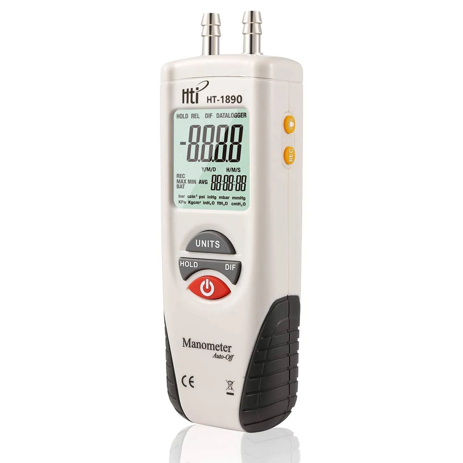 Hti HT-1895 Digital Manometer,Dual Port Air Pressure Gauge HVAC Gas Teste Meter