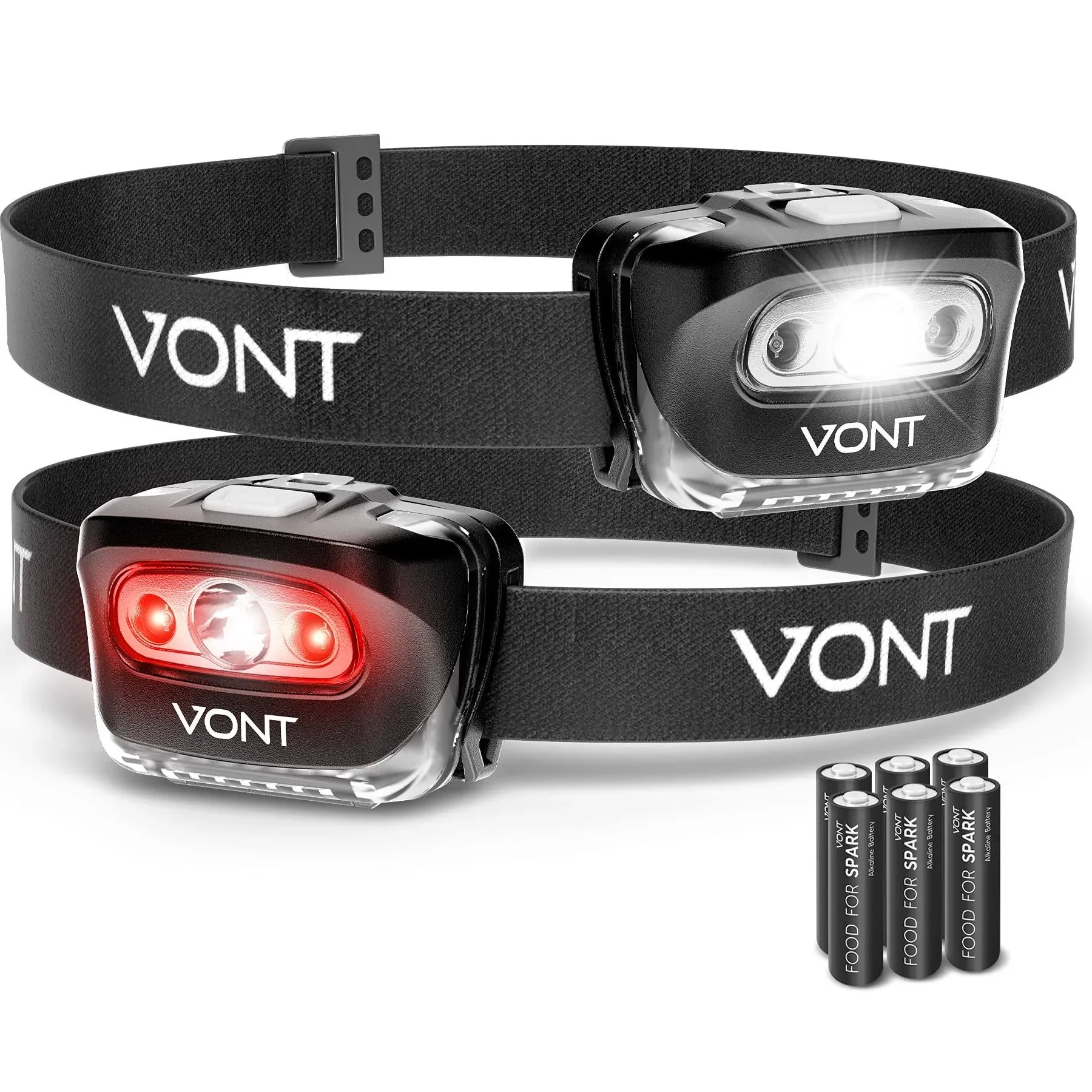 vont 'Spark' LED Headlamp Flashlight (2 Pack, Batteries Included) Head Lamp Gear