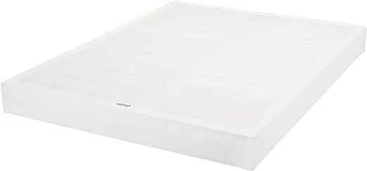 Amazon Basics Smart Box Spring Bed Base, 9-Inch Mattress Foundation, Tool-Free Easy Assembly, King, White