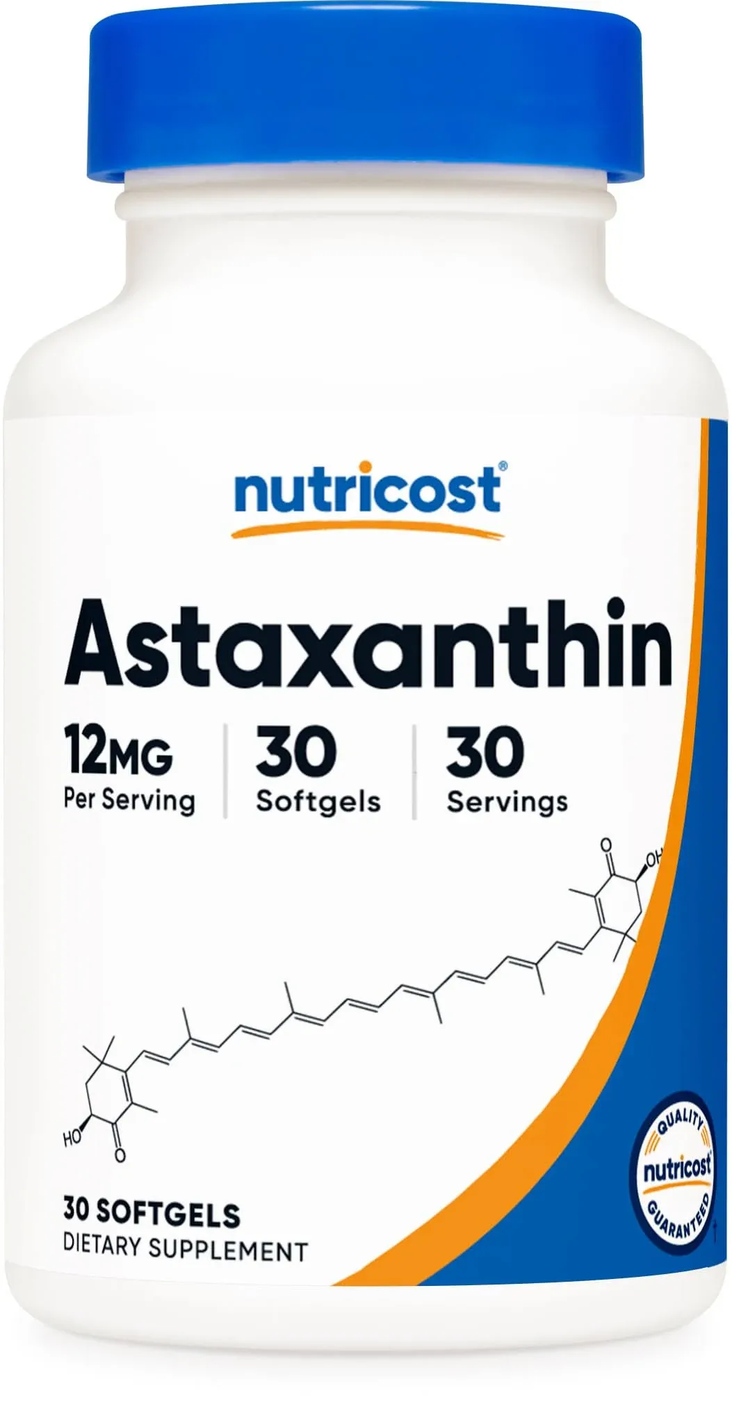 Nutricost, Astaksantyna, 12 mg, 30 kapsułek miękkich